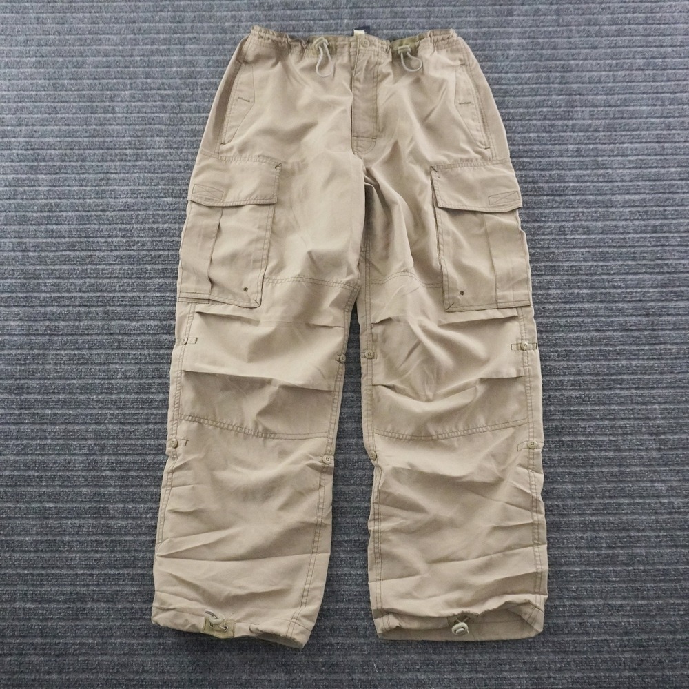 Vintage 90s Gap Cargo Pants Mens M Tan Lightweight Utility Drawstring Toggle Hem